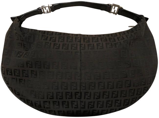 Fendi Vintage Black Canvas with Leather Hobo Bag 