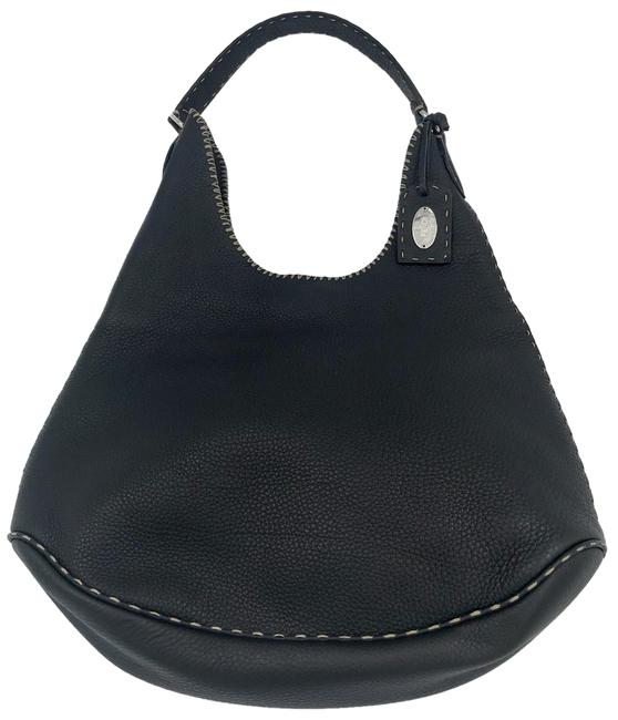 Fendi Vintage Black Selleria Leather Hobo Bag 