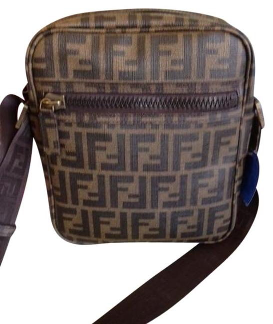 Fendi Vintage BlackBrown Canvas Cross Body Bag 