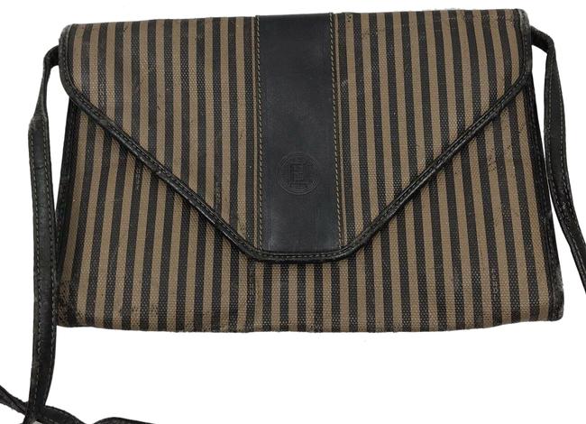 Fendi Vintage Brown Canvas Cross Body Bag 