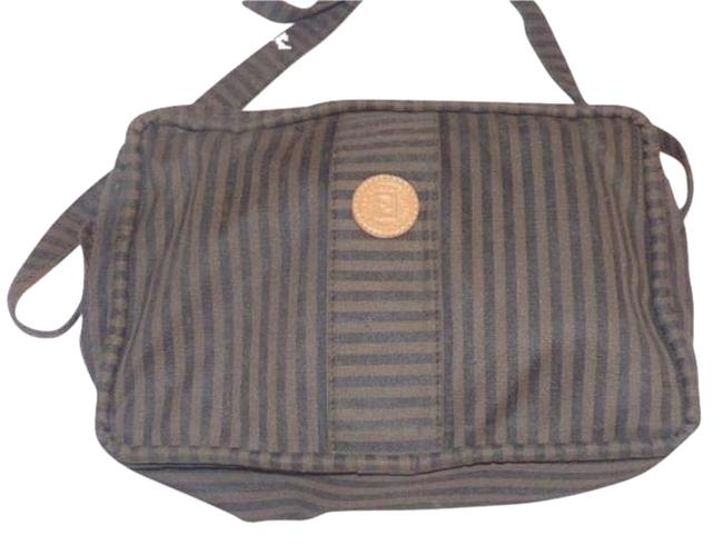 Fendi Vintage Browns and Black Stripes Canvas Cross Body Bag 
