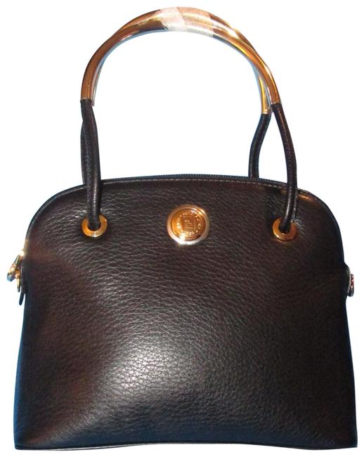 Fendi Vintage &ff& Two way Purse Black LeatherGold Hardware Satchel 