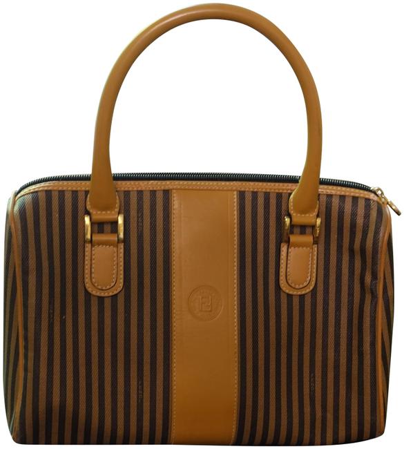 Fendi Vintage Handbag with Dust Jacket Brown and Gold Leather Satchel 