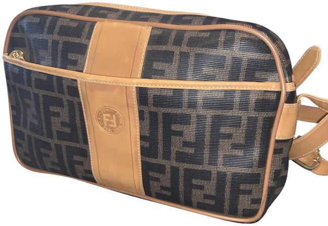 Fendi Vintage Langerfeld Zucca Monogram Black Vinyl Cross Body Bag 