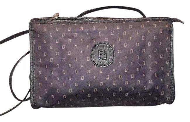 Fendi Vintage Logo Navy Nylon Leather Cross Body Bag 