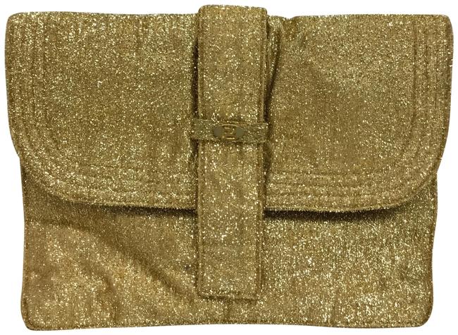 Fendi Clutch Vintage Lurex Gold Fabric Cross Body Bag 