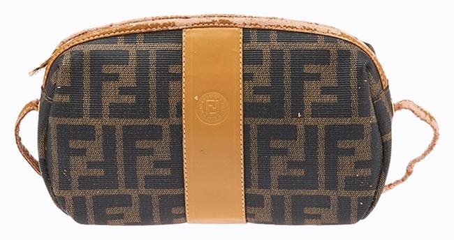 Fendi Vintage Monogram Beige  Brown Coated Canvas Cross Body Bag 