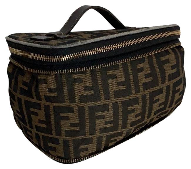 Fendi Vintage Monogram Cosmetic Brown Canvas Clutch 
