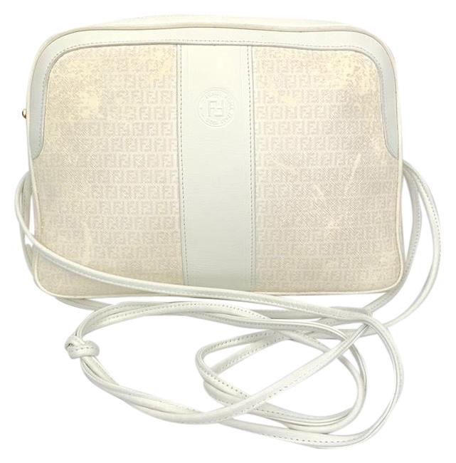 Fendi Vintage Monogram White Coated Canvas Cross Body Bag 