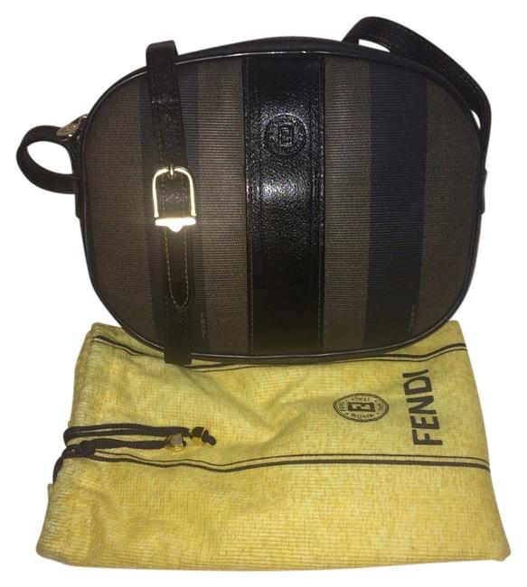 Fendi W Vintage Pequin Cutie W Dustbag TobaccoBlack Cross Body Bag 
