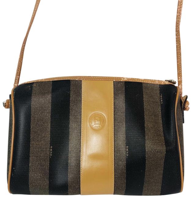 Fendi Vintage Pequin Stripe Logo Cross Body Bag 