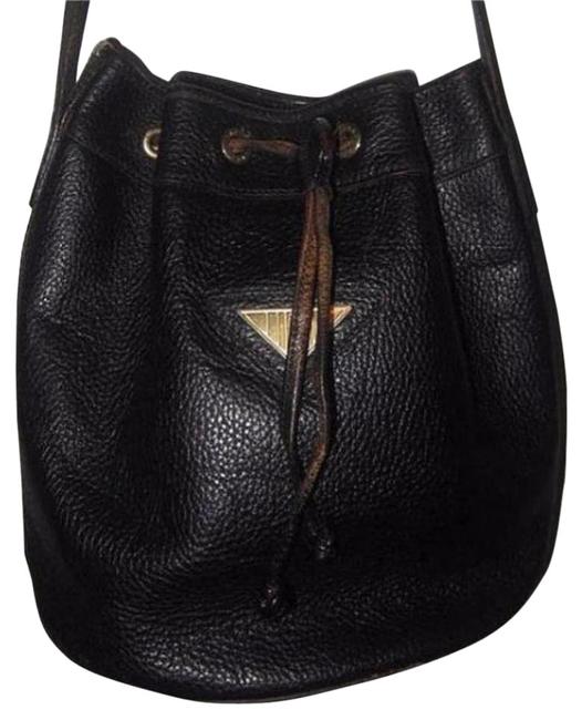 Fendi Bucket Bag Vintage Black Textured Leather Satchel 