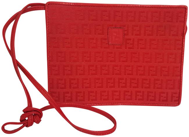 Fendi Vintage Red Canvas Leather Cross Body Bag 