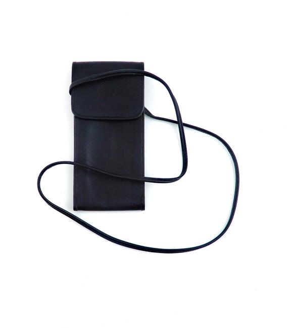 Fendi Vintage Shoulder Pochette Pouch Black Leather Cross Body Bag 