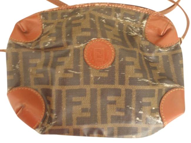 Fendi Vintage Small Brown Monogram Leather Cross Body Bag 