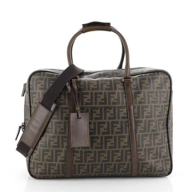 Fendi Vintage Weekender Zucca Large Brown Coated Canvas Satchel 