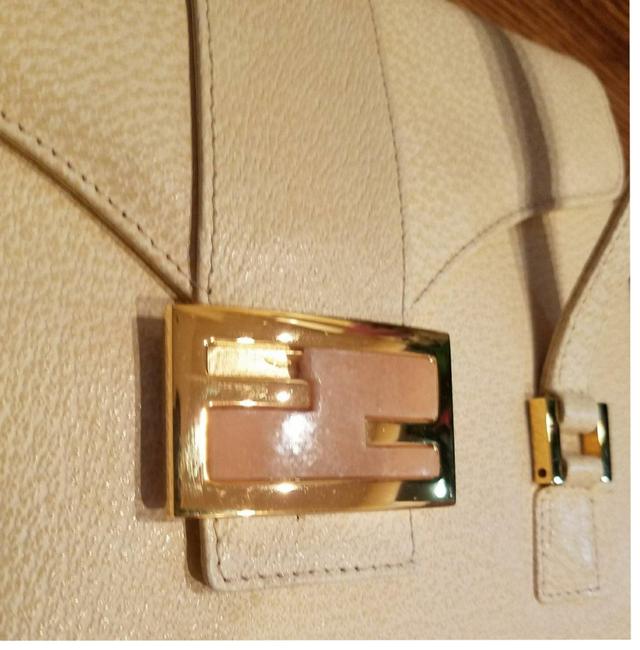 Fendi Vintage with Natural Stone Beige Leather Satchel 