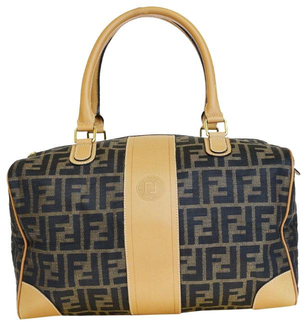 Fendi Vintage Zucca Brown Coated Canvas Satchel 