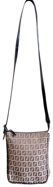 Fendi Vintage Zucca Small Brown Canvas Leather Cross Body Bag 