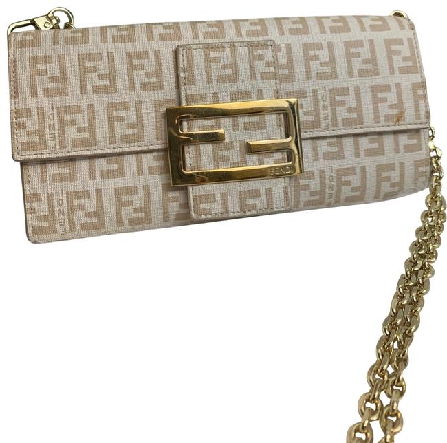 Fendi Wallet on Chain Beige White Cross Body Bag 