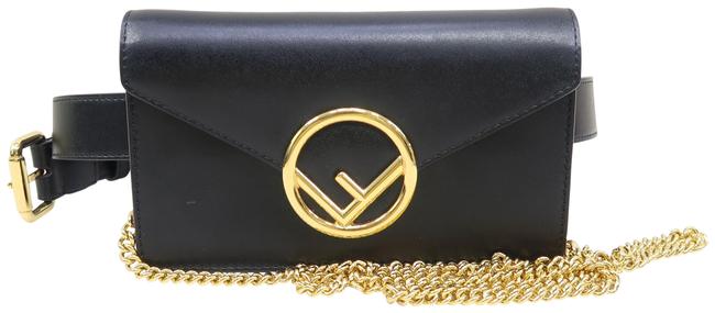 Fendi Wallet on Chain Black Calfskin Leather Cross Body Bag 