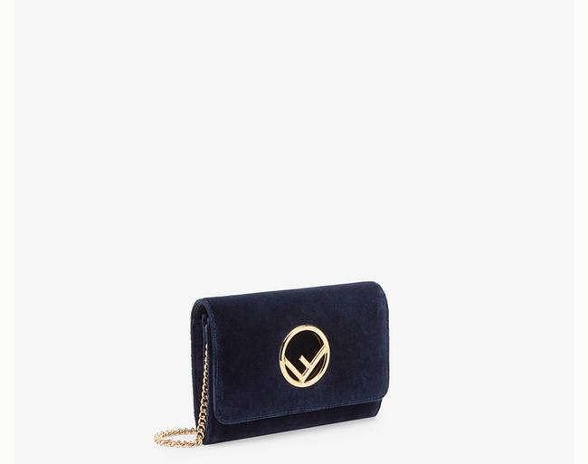 Fendi Wallet on Chain Blue Velvet Clutch 