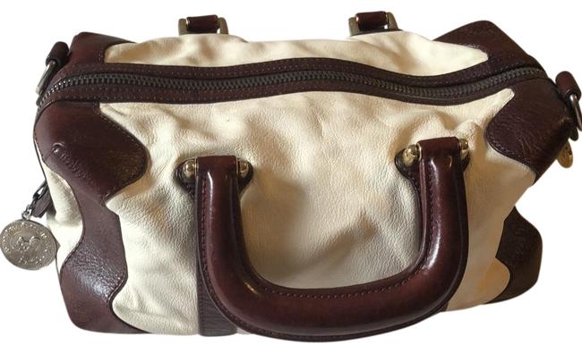 Fendi White and Maroon Leather Satchel 