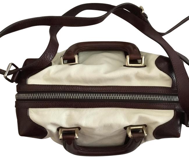 Fendi WhiteMaroon Leather Satchel 