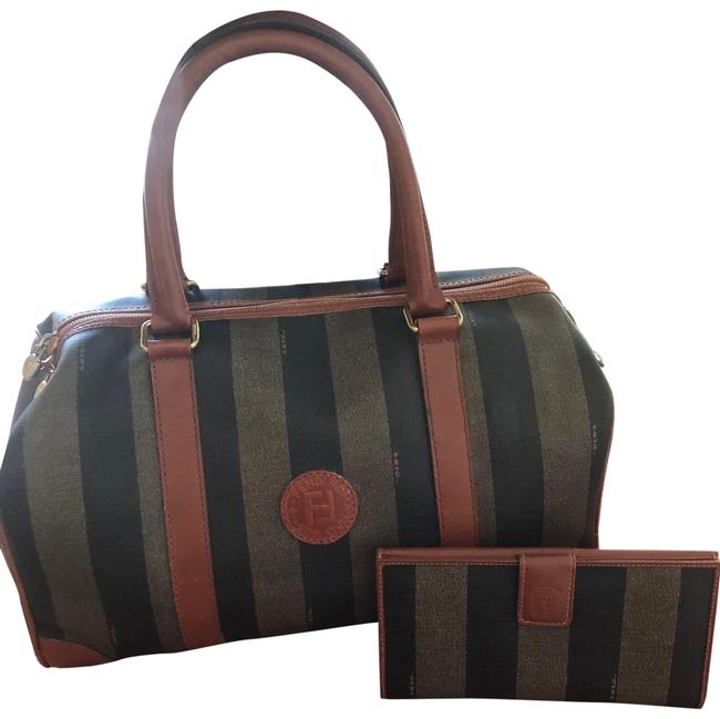 Fendi With Matching Wallet BlackBrown LeatherPvc Satchel 