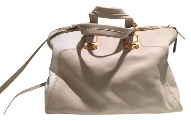 Fendi With Shoulder Strap TanWhite Leather Satchel 