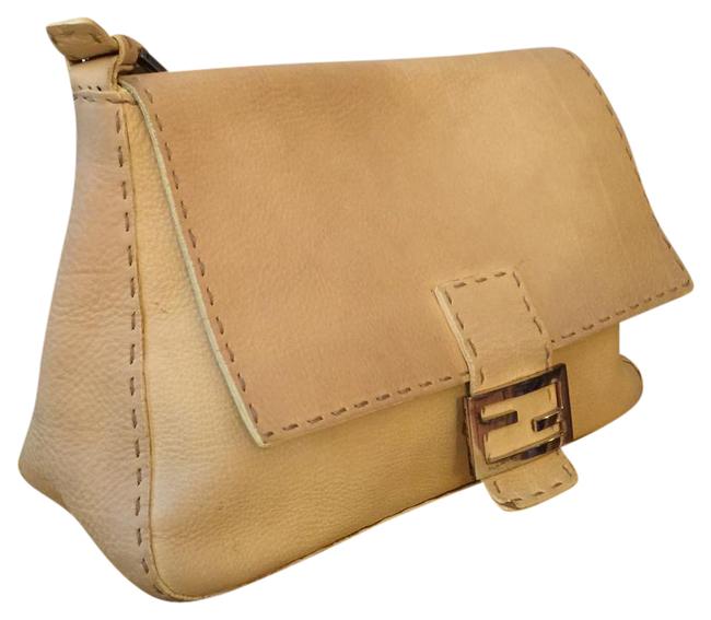 Fendi With Silver Logo Magnetic Closure Yellow Leather Hobo Bag 