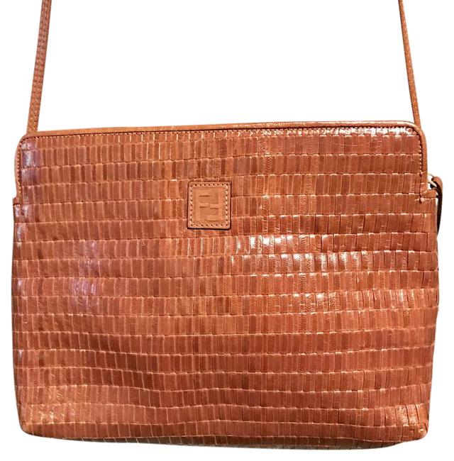 Fendi Woven Brown Leather Cross Body Bag 