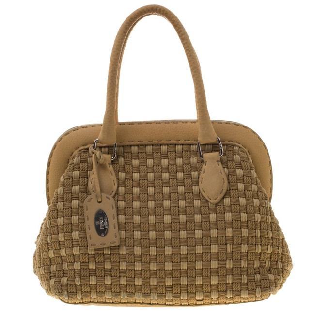 Fendi Woven Rope Paglia Beige Canvas Satchel 