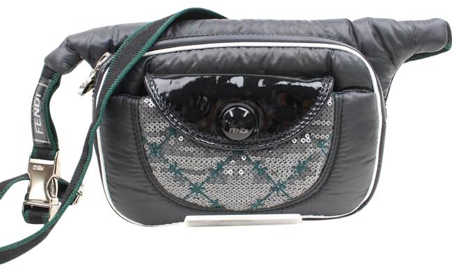 Fendi Waist X Sequin Fanny Pack 866560 Black Nylon Cross Body Bag 