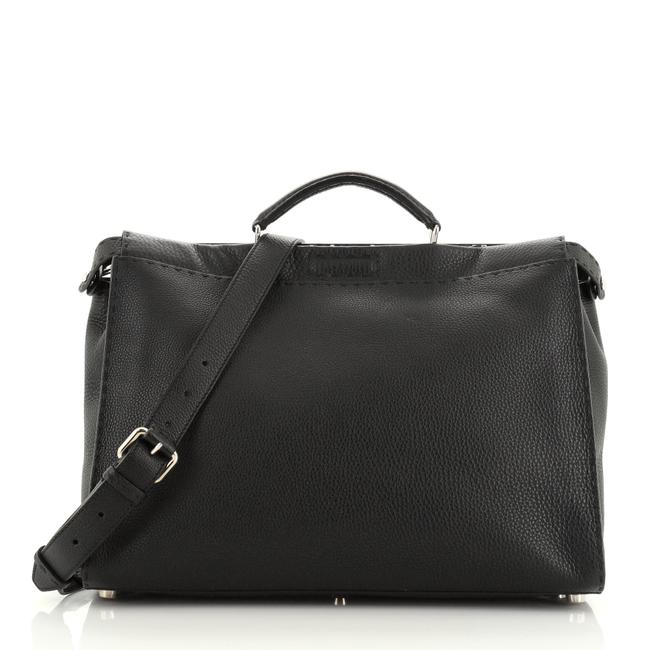 Fendi XL Selleria Peekaboo Black Leather Satchel 