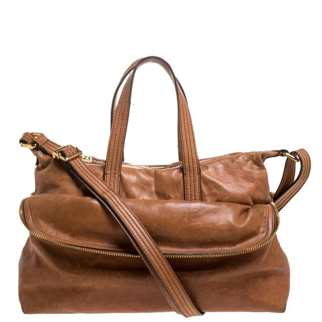 Fendi Zip Brown Leather Satchel 