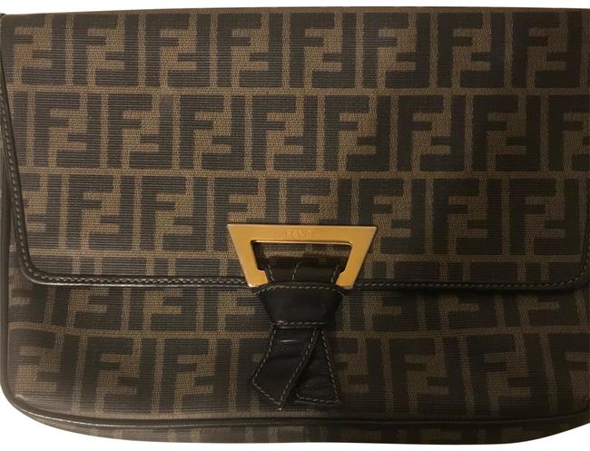 Fendi Zucca Brown and Black Clutch 