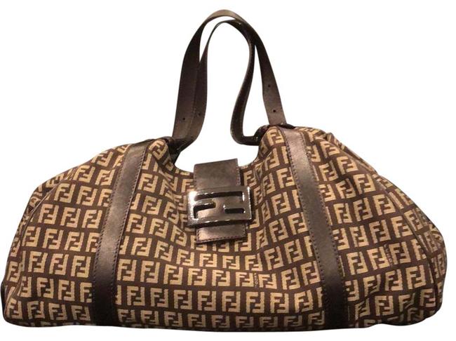 Fendi Zucca Brown and Tan Canvas Hobo Bag 