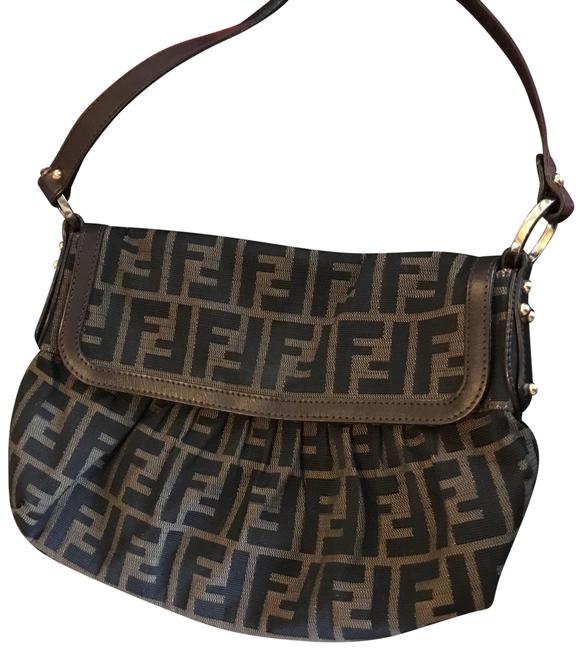 Fendi Zucca Brown Canvas and Leather Satchel 