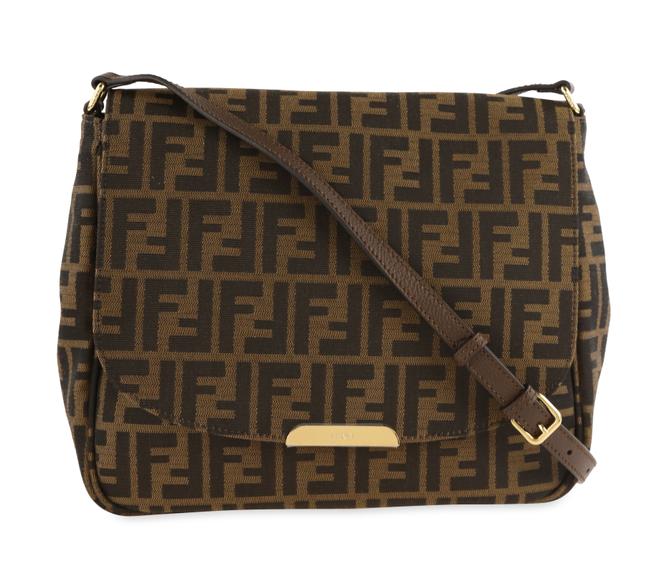 Fendi Zucca Brown Canvas Cross Body Bag 