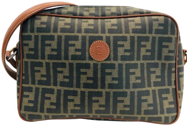 Fendi Zucca Brown Coated Canvas Cross Body Bag 