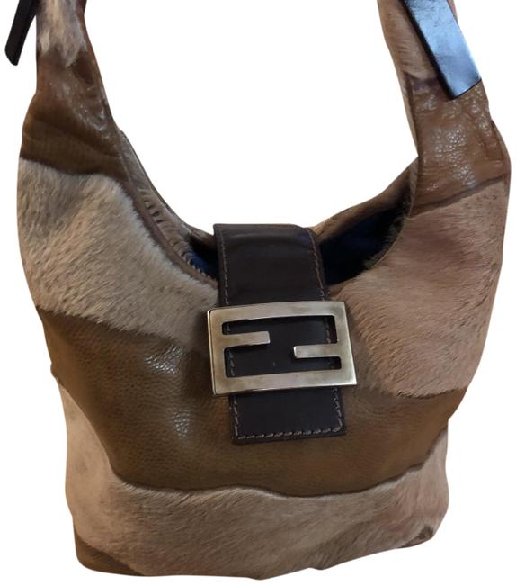 Fendi Zucca Brown Cowhide Leather Satchel 