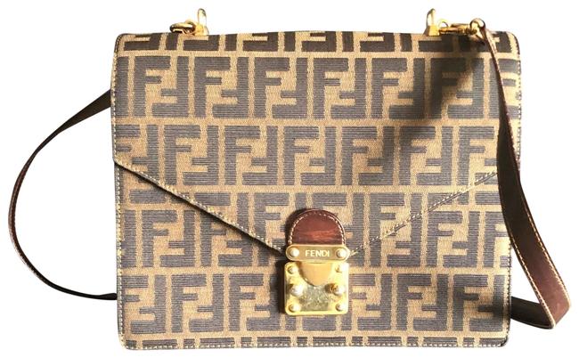 Fendi Crossbody Zucca Canvas Print Front Flap SatchelCrossbody Satchel 