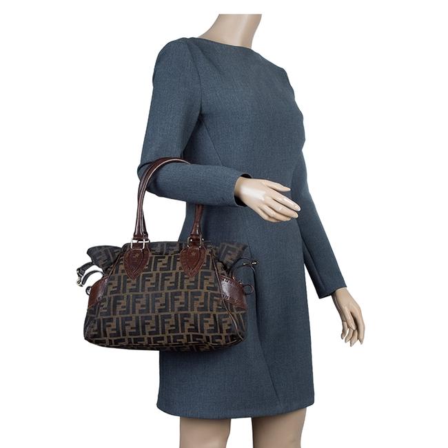 Fendi Zucca Chef De Jour Brown Leather and Canvas Hobo Bag 