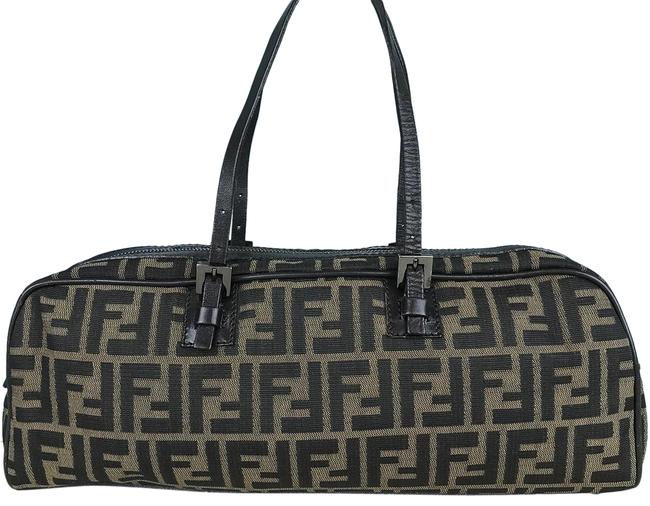 Fendi East West Zucca Brown Canvas Satchel 