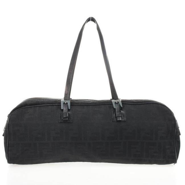 Fendi Zucca EastWest Black Canvas Satchel 