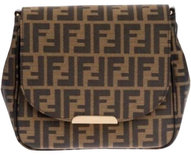 Fendi Shoulder Zucca Forever Brown Calf Leather Cross Body Bag 
