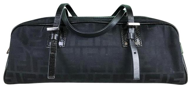 Fendi Zucca Handbag Black Canvas Satchel 