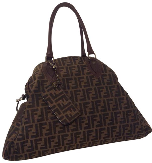 Fendi Zucca Large Brown Coated Canvas Satchel 