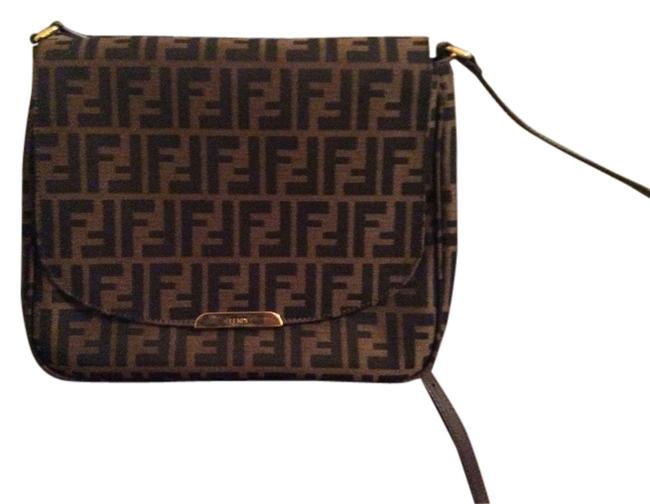 Fendi Zucca Large Brown Microfiber Cross Body Bag 